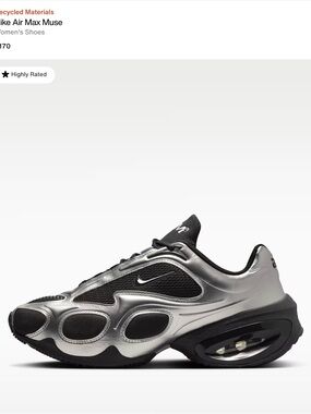 Nike Silver and Black Air Max Muse Sneakers women’s size 7.5